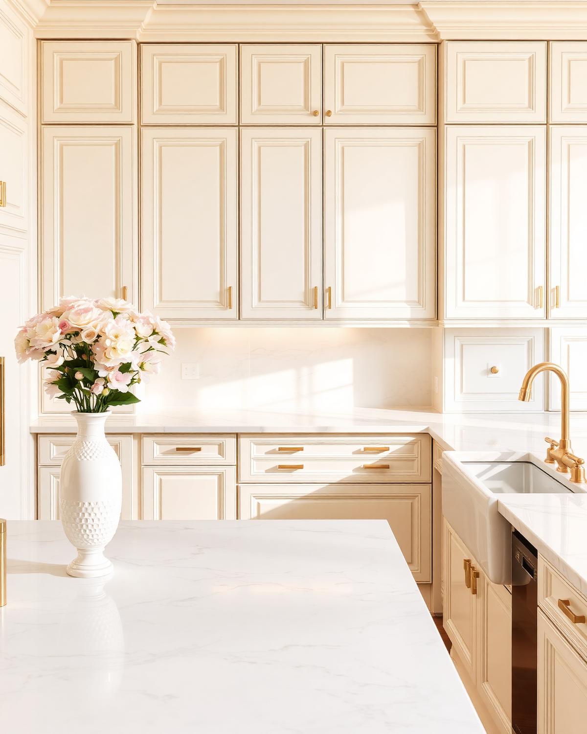 Spotless luxury kitchen with marble counters